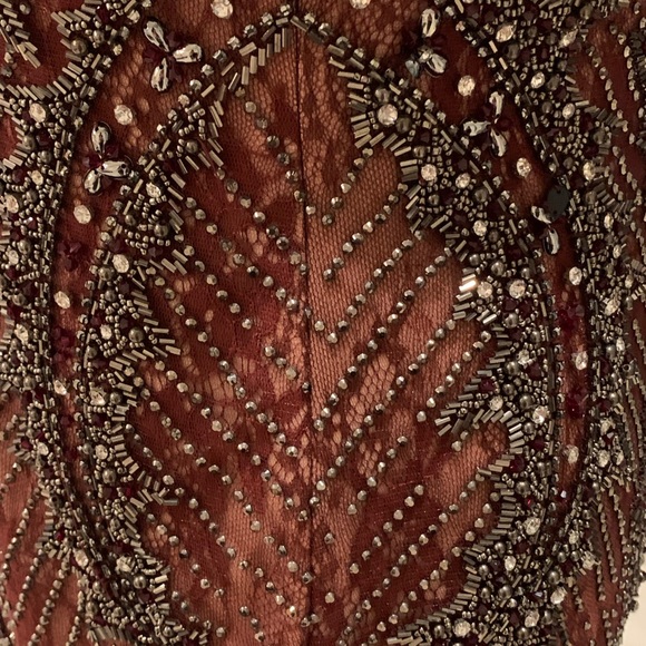 Brand Designer: LUCCI LU Burgundy long beaded dress - Picture 10 of 15